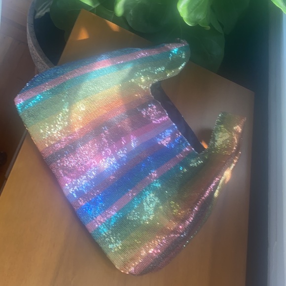 FAB rainbow Sequin Bag Purse Tote - Picture 4 of 12